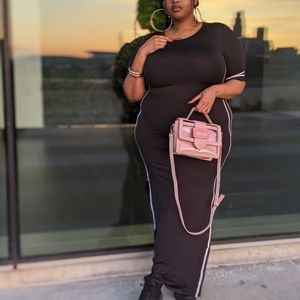 Black White Strips Maxi Dress